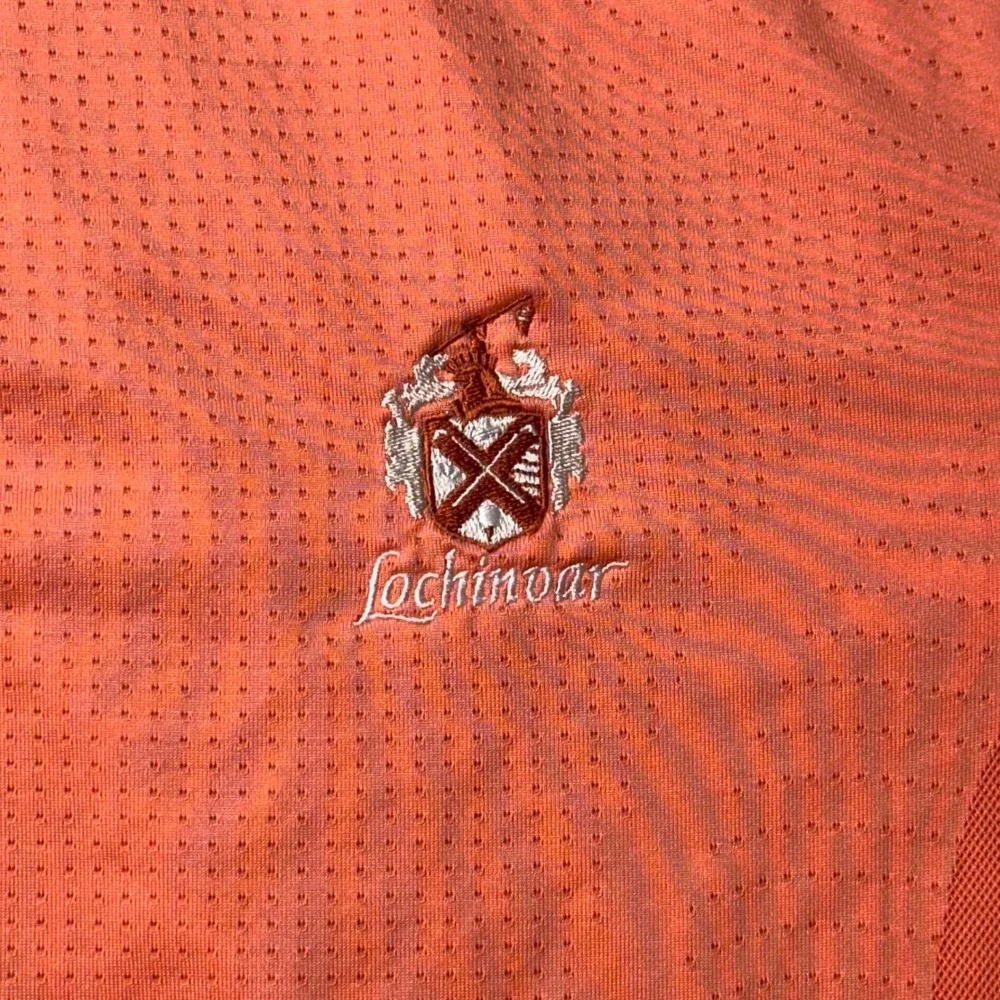 Nike Polo Shirt Mens M Orange Nike Golf Fit Dry Lochinvar Crest 256497-622 S/S